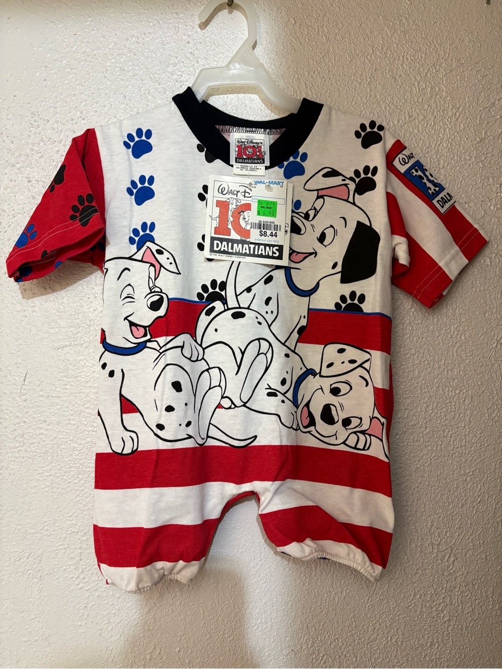 NWT Disney 101 Dalmatians Vintage Romper Red & White Baby 12 Months